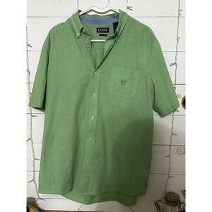Mens Chaps Easy Care Short Sleeve Green Button Down Collared Shirt Size XL